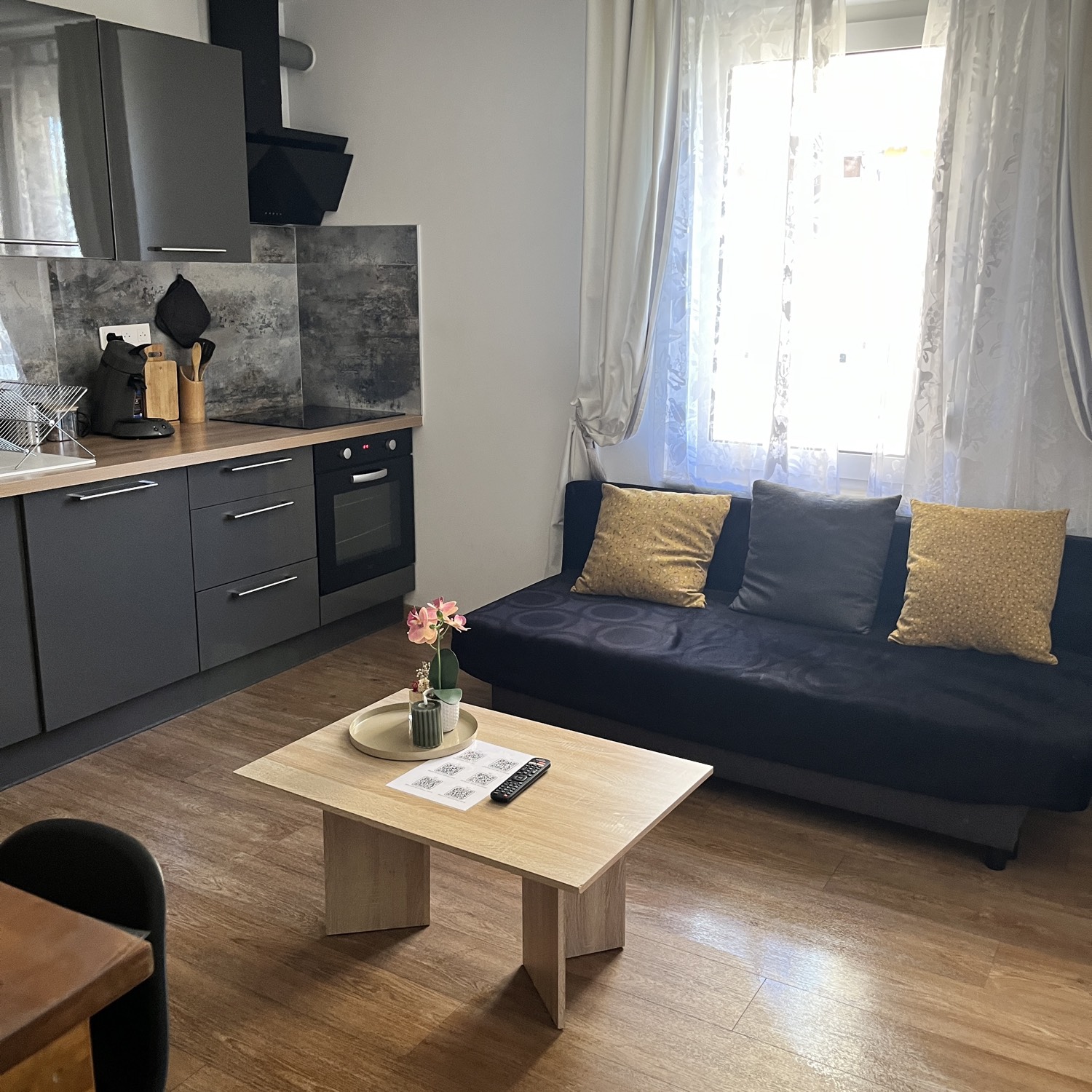 Cuisine et séjour prêts pour voyageurs Airbnb à Strasbourg